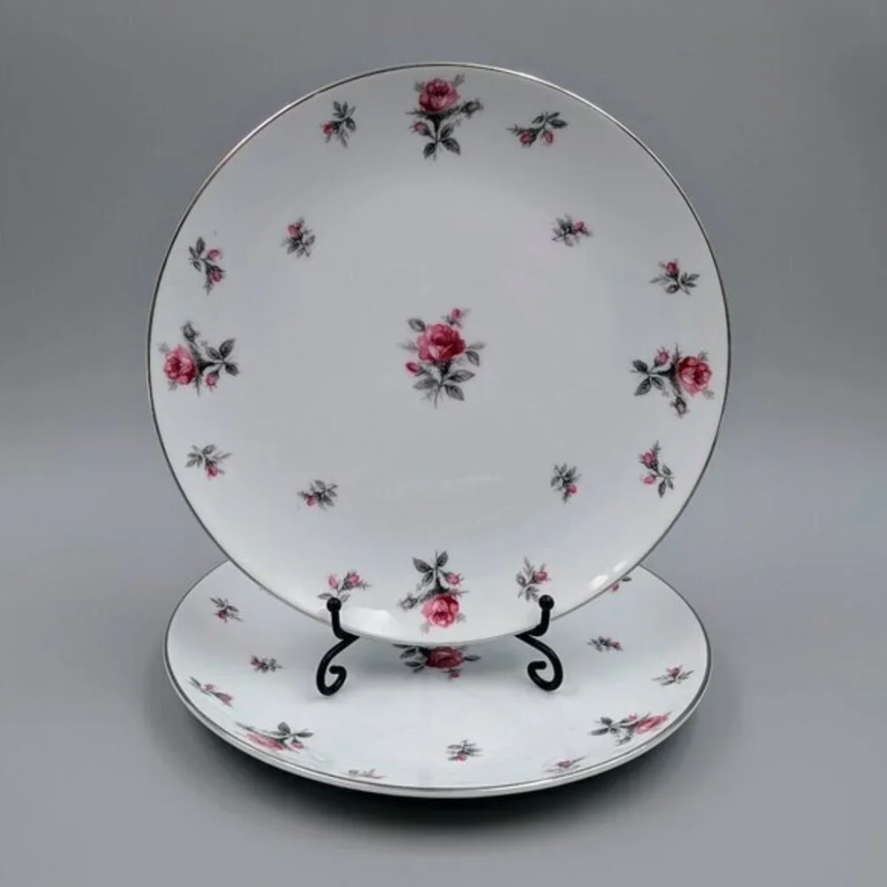 Vintage Meito China Rose Chintz - Set of 2 Shabby Chic Plates